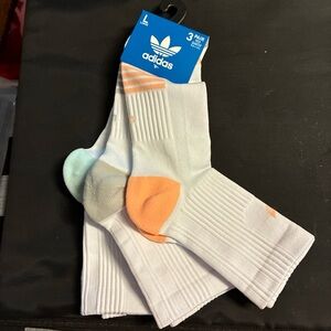 Adidas Men's White and Orange Socks - 3 Pack